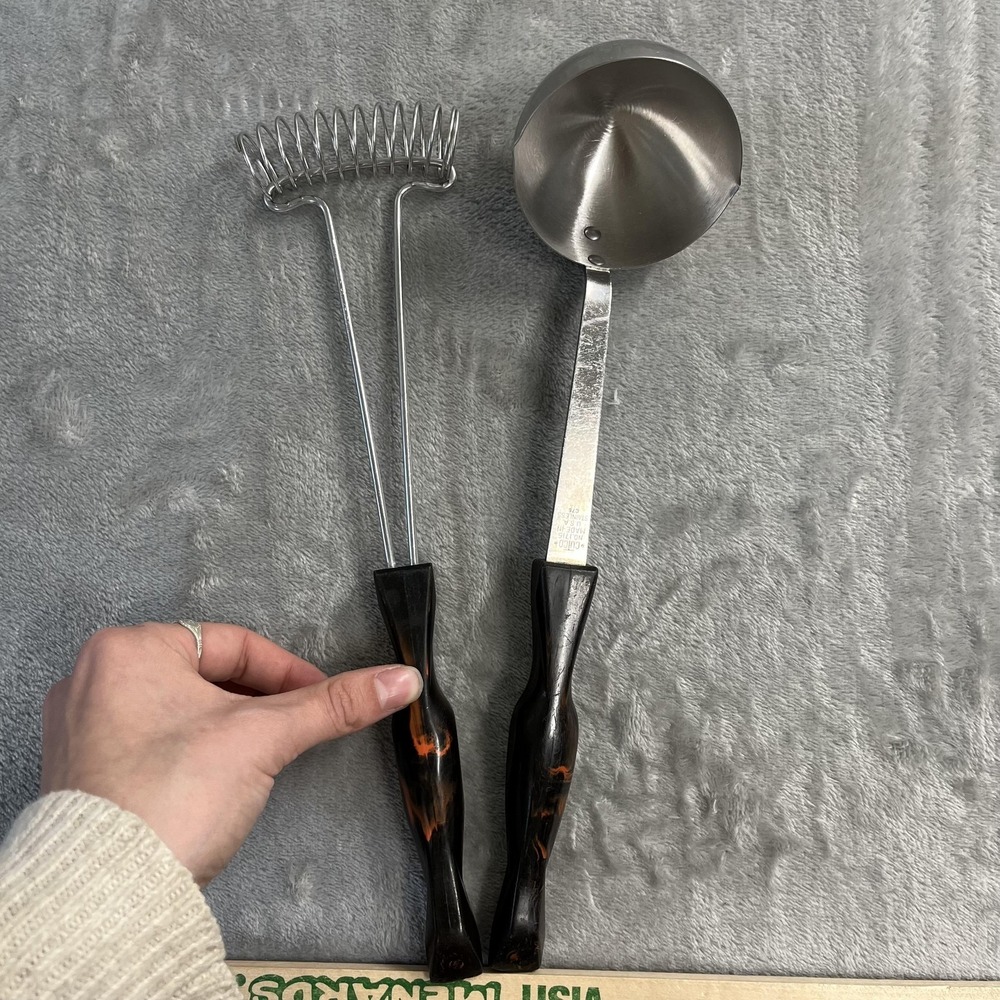 Cutco MOD 15 Ladle & Whisk Set Marbled Handle Stainless Steel USA Kitchen Tools